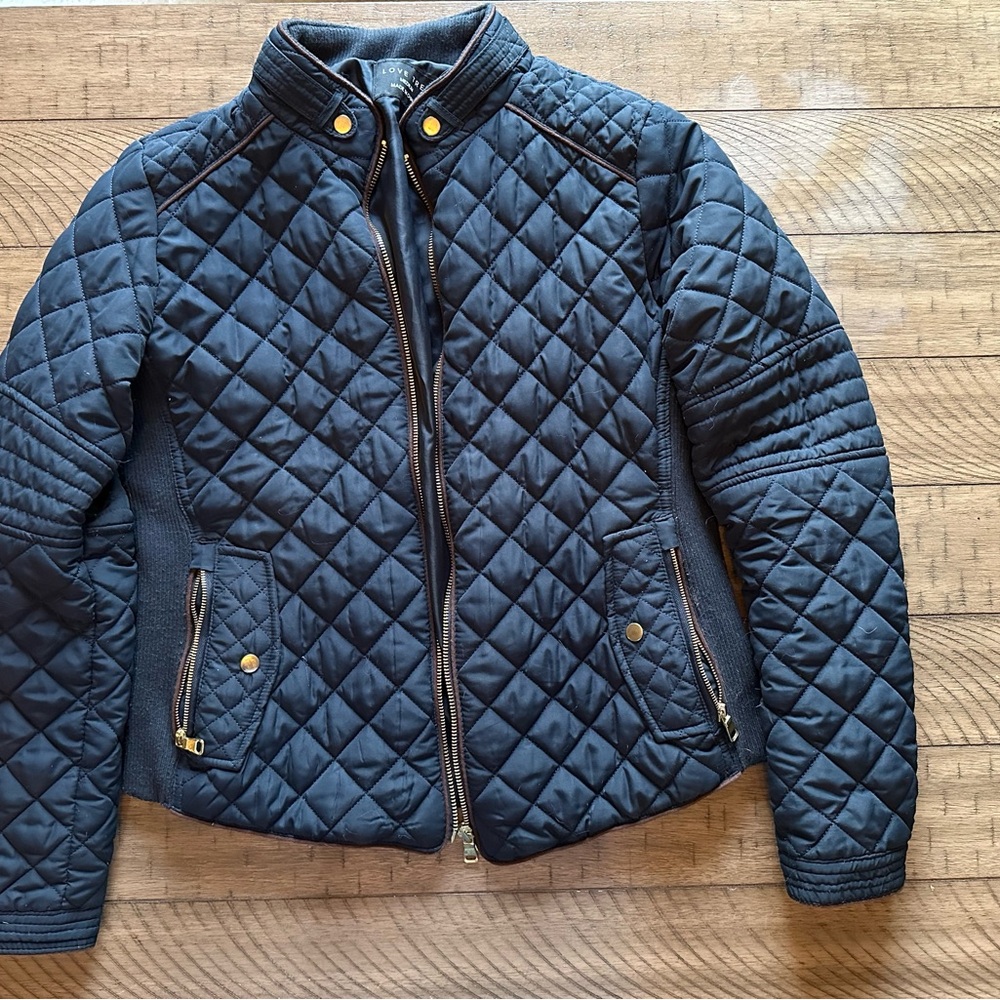Love Tree Navy Blue Quilted Puffer Jacket